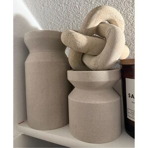 Stone Candle Holder Set + Limestone Knot